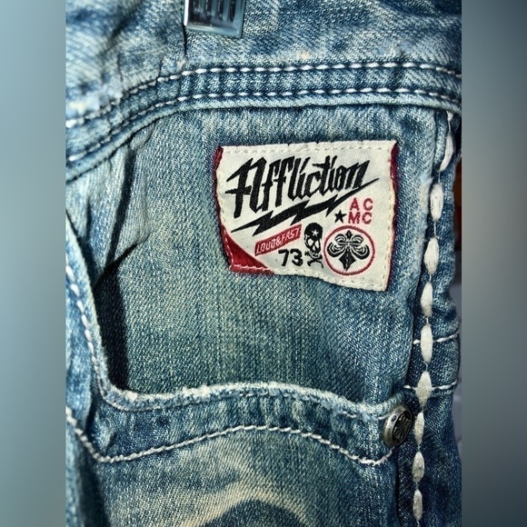👻Affliction American Custom distressed denim jeans - Picture 12 of 16